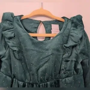 Tahari | Dresses | Tahari Green Velvet Dress With Gold Studs Size 2t And 7  | Poshmark